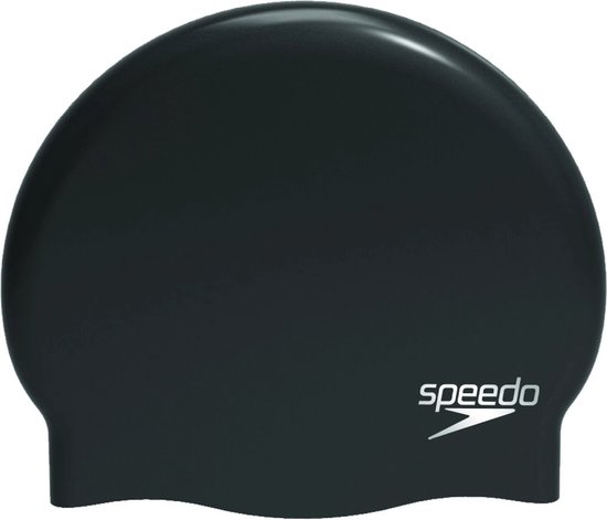 Speedo Plain Moulded Silicone Cap Zwart Unisex Badmuts - Maat One size - Speedo