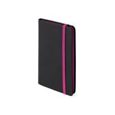 Schriften/notitieboekje pu-leer kaft roze met elastiek 9 x 14 cm - 80x gekleurde blanco paginas - opschrijfboekjes