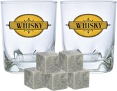 Durobor whiskyglazen - set 6x stuks van 240 ml - en 9x whisky ijsblokstenen - Cadeau set