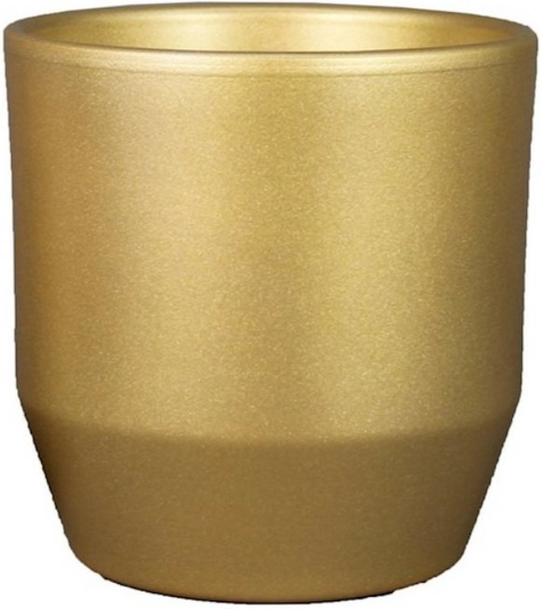 Bela Arte Bloempot/plantenpot - keramiek - goud glans - D19-H18 cm