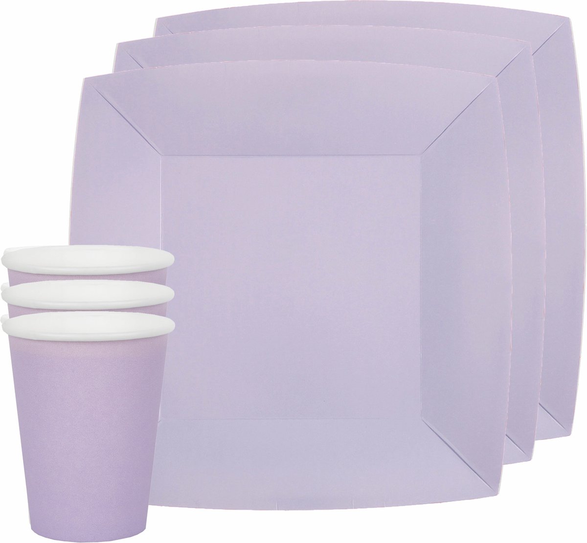 Santex feest/verjaardag servies set - 20x gebaksbordjes en bekertjes - lila paars - karton