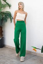 SOCKSTON- Knitwear Dames Broek - Broek met elastische taille- Groen broek voor dames