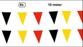 6x Vlaggenlijn zwart/geel/rood 10 meter - Meerkleurig - vlaglijn festival blok vlaglijn thema feest festival verjaardag landen