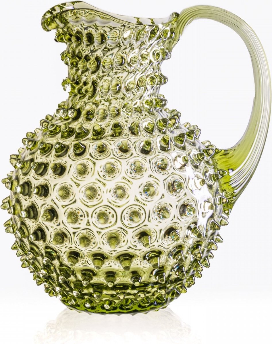 Anna Von Lipa - Waterkan Schenkkan Dots Kan Karaf Glas - Paris Hobnail 2L Olijfgroen