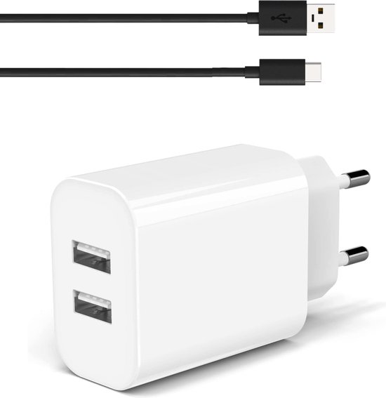 Uitbarsten moeilijk tevreden te krijgen Maar 12 W USB-oplader + USB-C Kabel 1 Meter - Snellader 2 poorten -  Oplaadadapter - USB... | bol.com