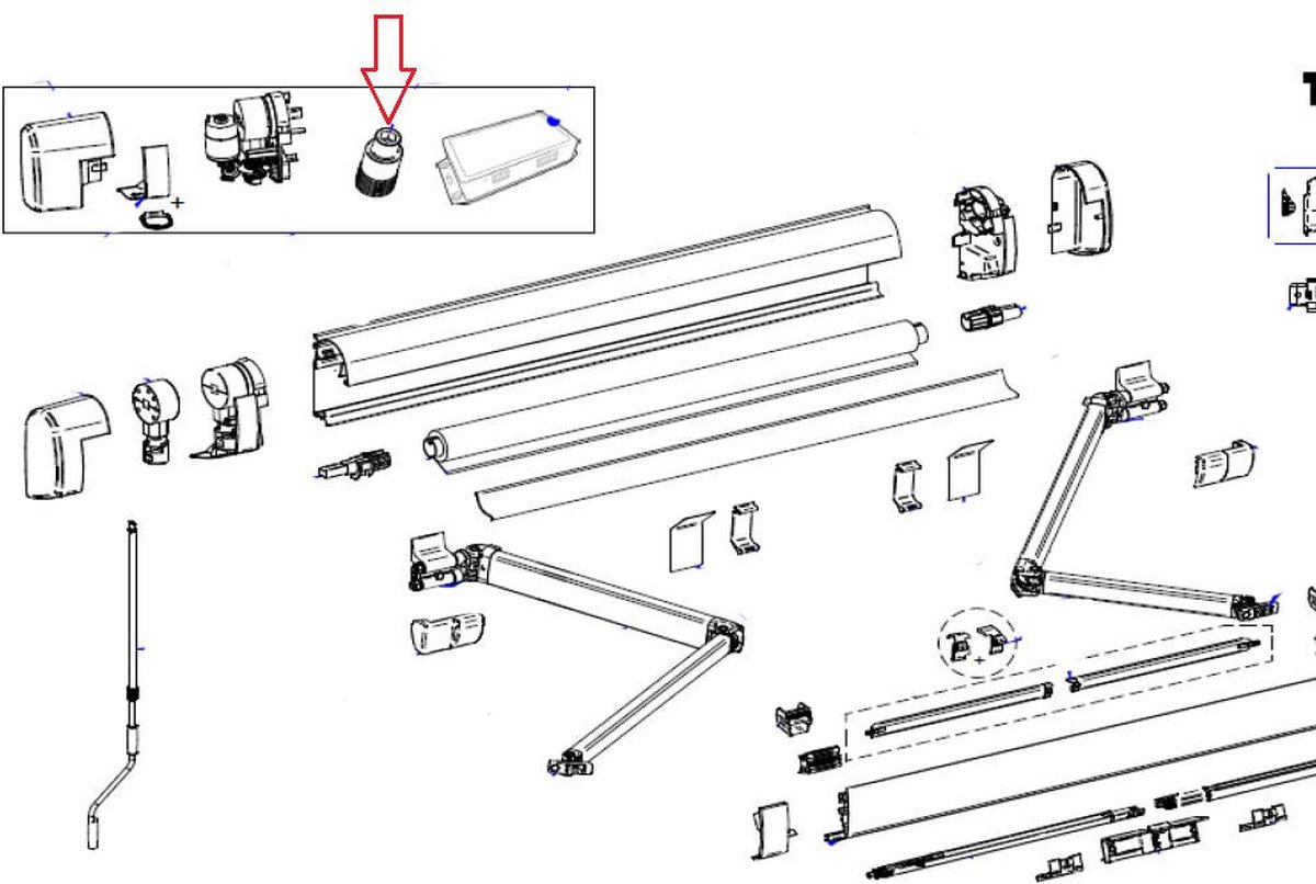 Thule noodzwengel voor motorversie Omnistor 5200/6300 12V