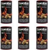 Samba 100 x cheminée allume-feu marron en tube - 6 pcs
