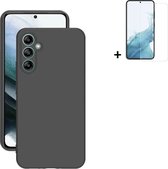MoDo hoesje geschikt voor Samsung Galaxy A54 - Siliconen/TPU/Kunststof Back Cover - Zwart met screenprotector
