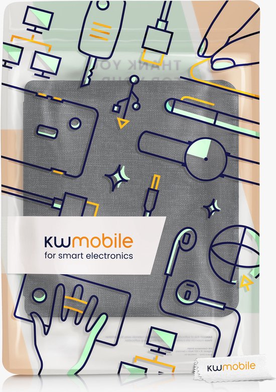 kwmobile ereader hoesje van stof - Compatibel met Kobo Libra 2 - Case met magneetsluiting - Cover in donkergrijs van kwmobile — afbeelding 5