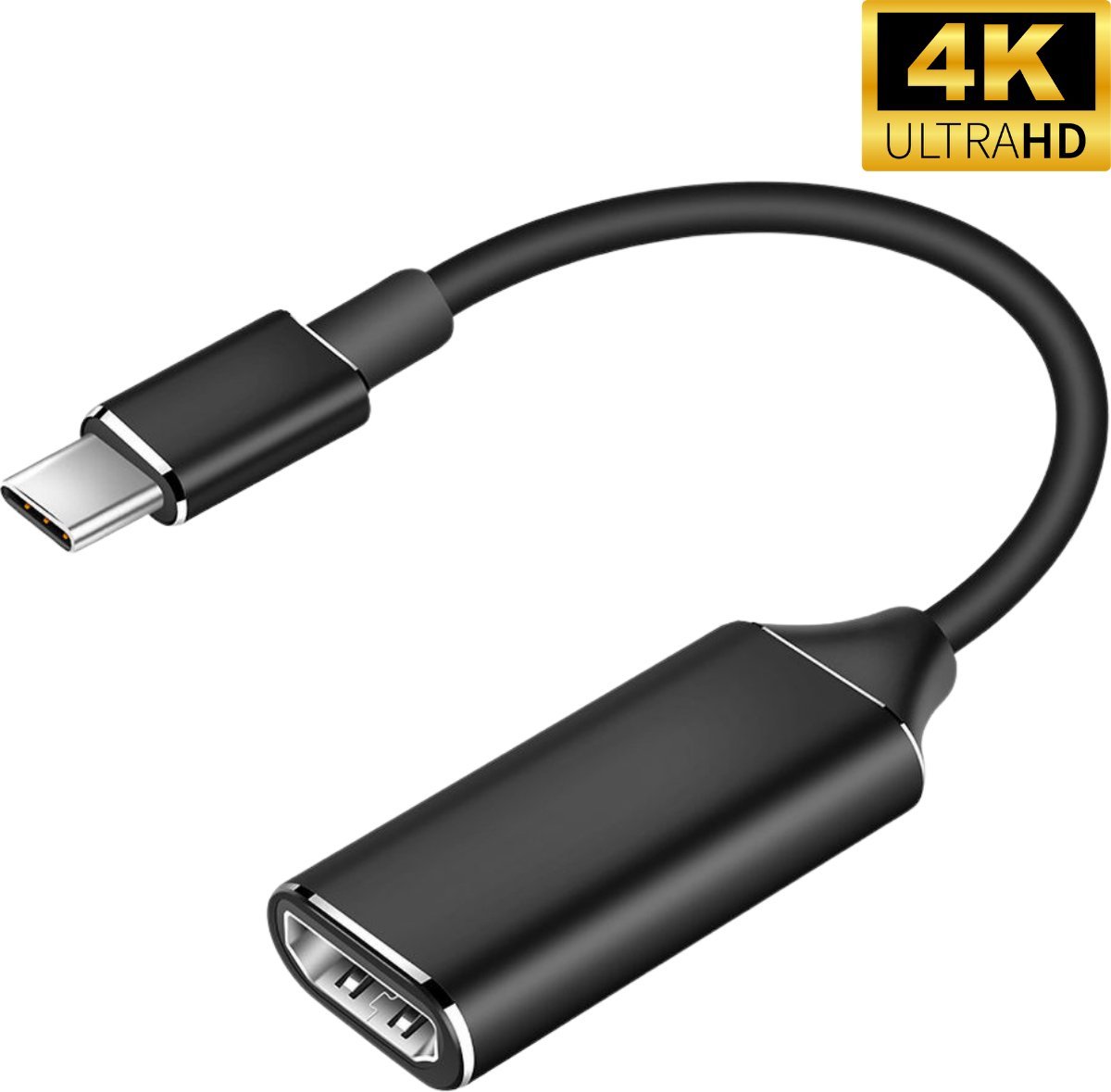 Techvavo® USB C naar HDMI Adapter - Ondersteunt 4K @30Hz - Converter - Type C to HDMI - Thunderbolt 3 - Zwart