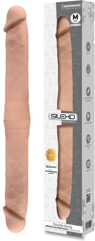SILEXD Dildo Love Toy Dual Density Silicone Double Dong M flesh (16,5") beige