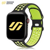 Geschikt voor Apple Watch bandje - Siliconen Sport - Zwart/Volt - 38/40/41mm - Voor iWatch 1,2,3,4,5,6,7,8,SE