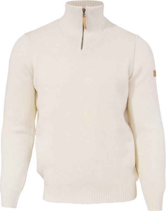 Ivanhoe trui NLS Elm Natural white half zip - 100% zuivere ongeverfde wol - XL