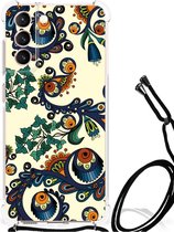 Telefoontas Geschikt voor Samsung Galaxy S21 FE Shockproof Case met doorzichtige rand Barok Flower