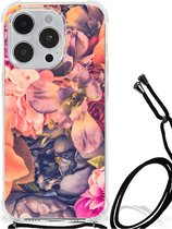 Silicone Case Geschikt voor iPhone 14 Pro Smartphone hoesje met doorzichtige rand Bloemen Boeket