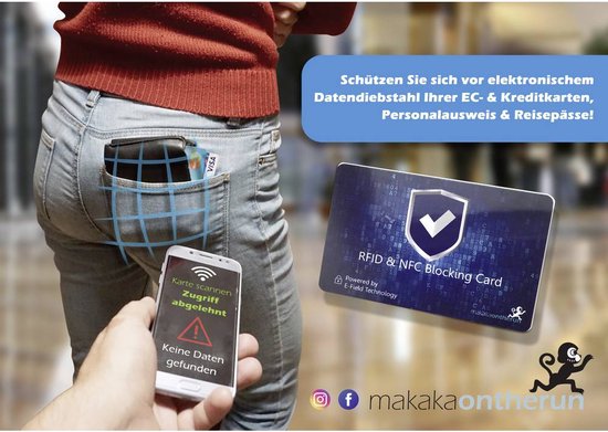 Makaka on the run RFID NFC Blockerkaart Blauw X000M77UST 2 s - Makaka on the run