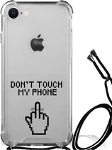 Coque smartphone iPhone SE 2022 | 2020 | 8 | 7 Étui de téléphone avec doigt à bord transparent Ne touchez pas mon téléphone