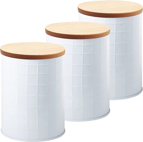 Bevy Designs 3 Piece Tea Coffee Sugar Canister Set with Bamboo Lid