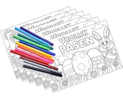 6 Pasen kleurplaten placemats inclusief stiften