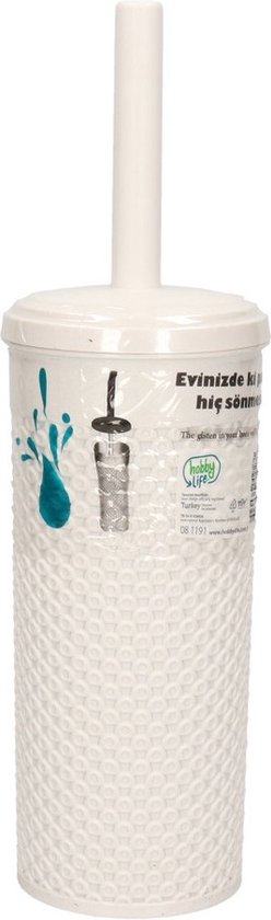 Toiletborstel met houder - wit - kunststof - 35 cm - wc borstel - toiletborstelhouders / wc-borstel