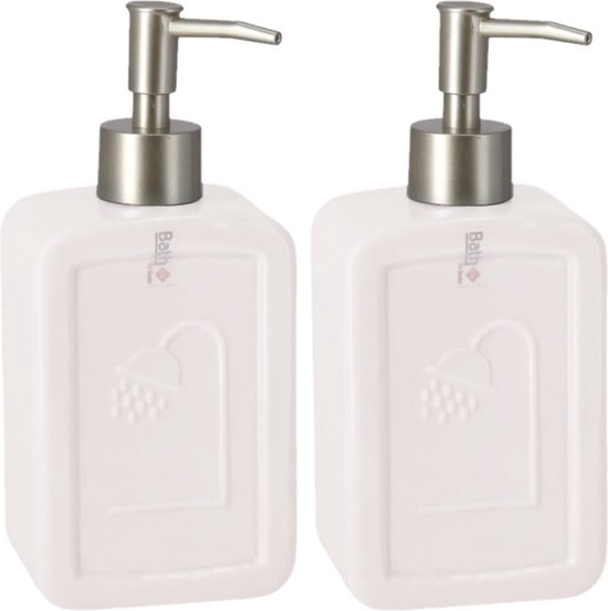 Zeeppompje/zeepdispenser wit keramiek 18 cm - Navulbare zeep houder -  Toilet/badkamer... | bol.com