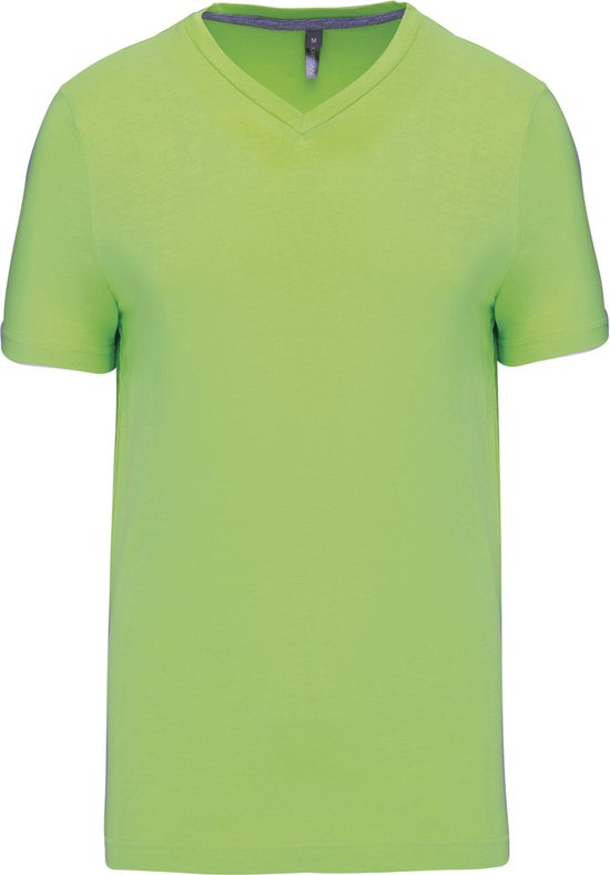 Limoengroen T-shirt met V-hals merk Kariban maat XL