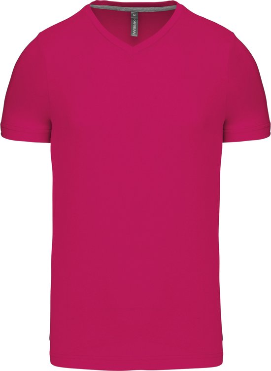 Fuchsia T-shirt met V-hals merk Kariban maat S