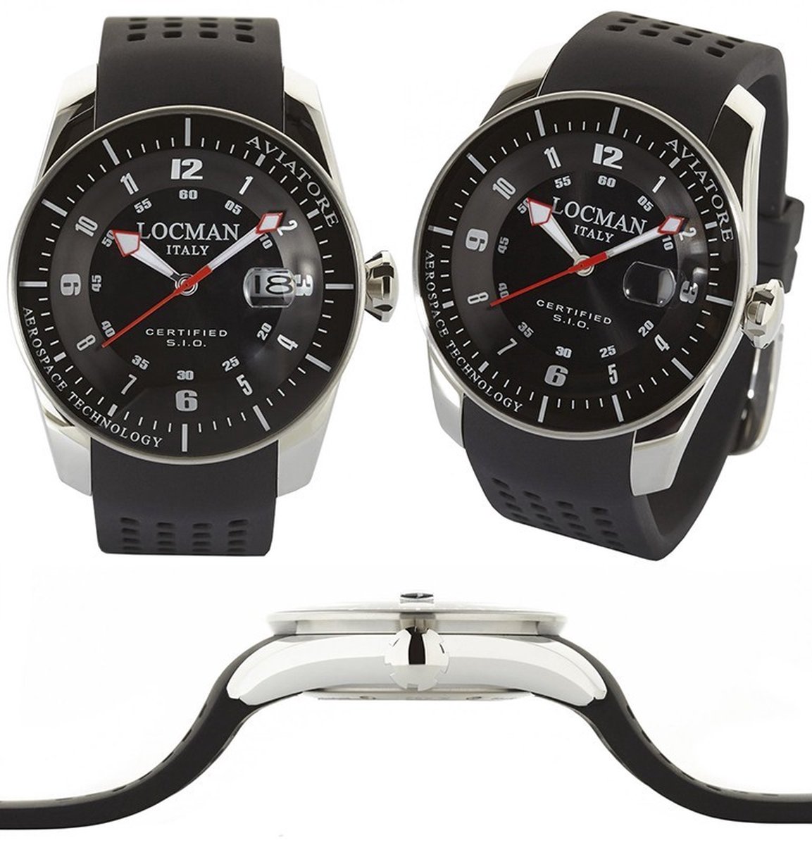 Locman - heren horloge - Aviatore - 0543V01-00BKSIK - uitverkoop Juwelier Verlinden St. Hubert - van €435,= voor €369,=