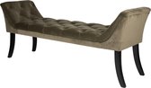 PTMD Nora Velours groen kaki bed bank met zwarte houten poten 160 cm - Velvet Green padded bed bench black wood legs