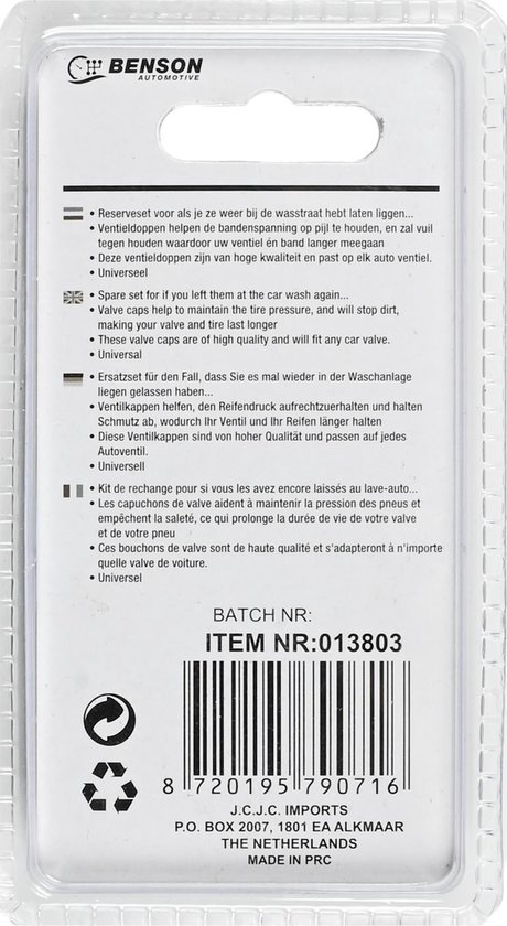 Benson Ventieldoppen Set