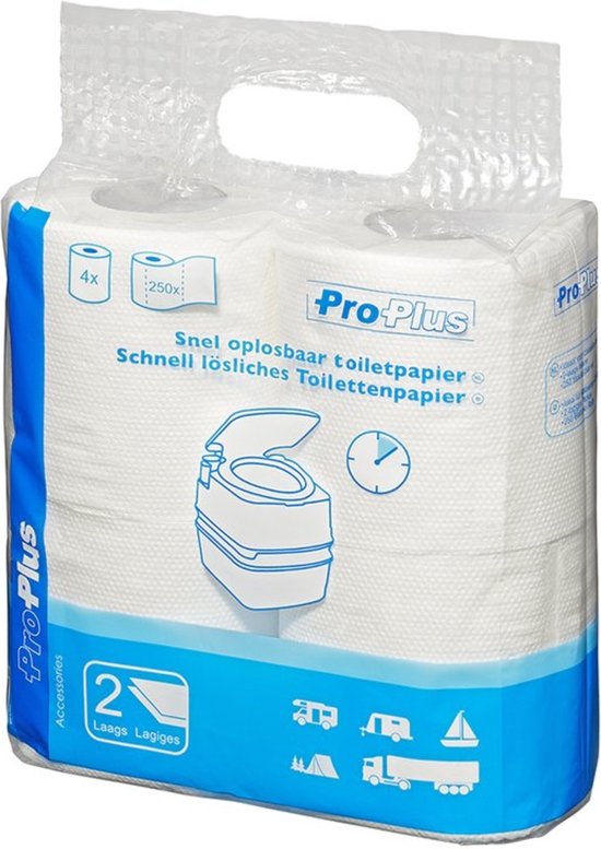 ProPlus Snel oplosbaar camping toiletpapier - 2-laags - 4 rollen - voorkomt verstoppingen van ProPlus — afbeelding 4