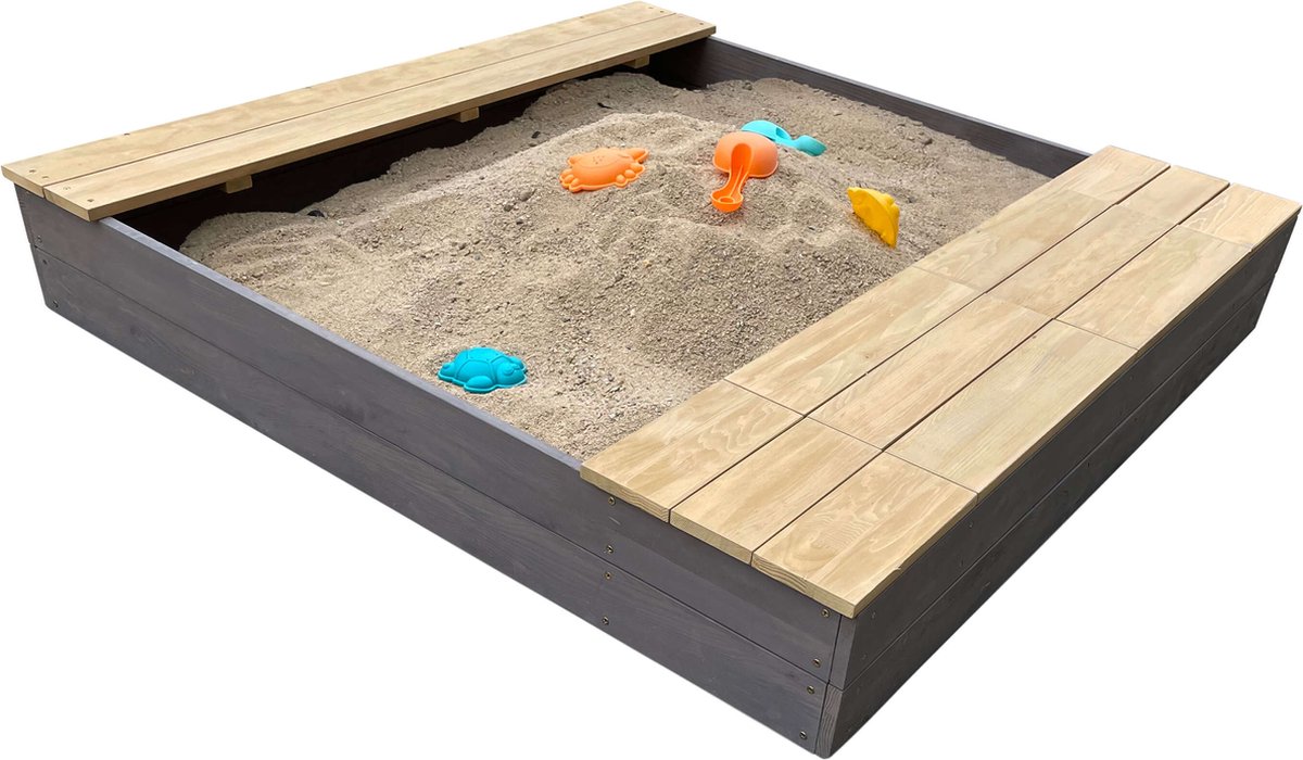 AXI Evy Zandbak met waterbakken en opbergruimte Grijs/bruin - Inclusief accessoireset — afbeelding 11