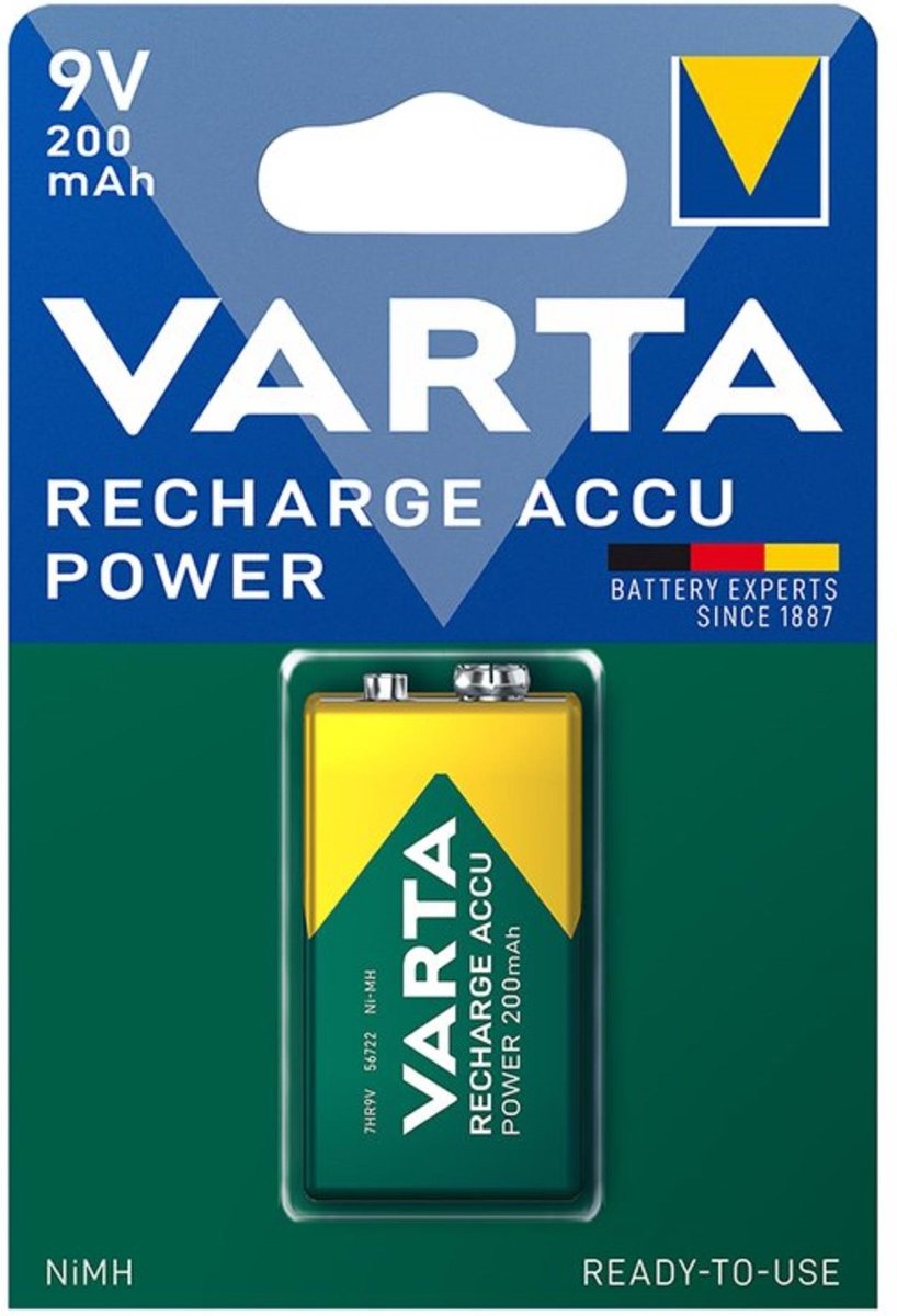 Varta 9V Oplaadbare Batterij - 1 stuk