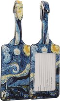 kwmobile 2x bagagelabel voor koffer - Bagagelabels van kunstleer - 11 x 7 cm - Set van 2 in blauw / geel
