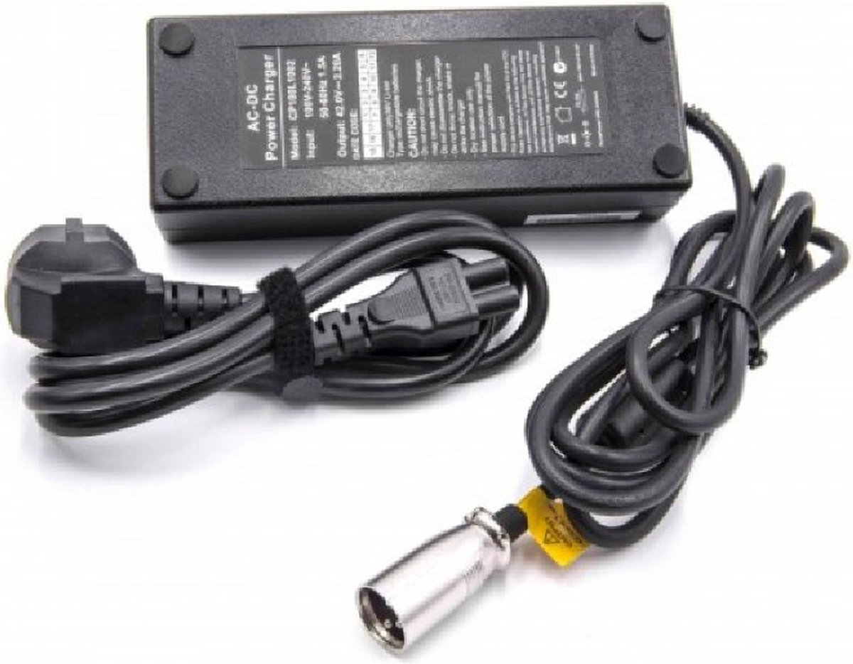 Oplader voor E-bike - Voor 36V Accu's - 42V - 2,2A - 100W - XLR 3-pin - Zwart