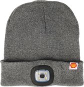 Shell Muts met Ledverlichting - Hoofdlamp - Beanie - Muts - Wintersport - Grijs