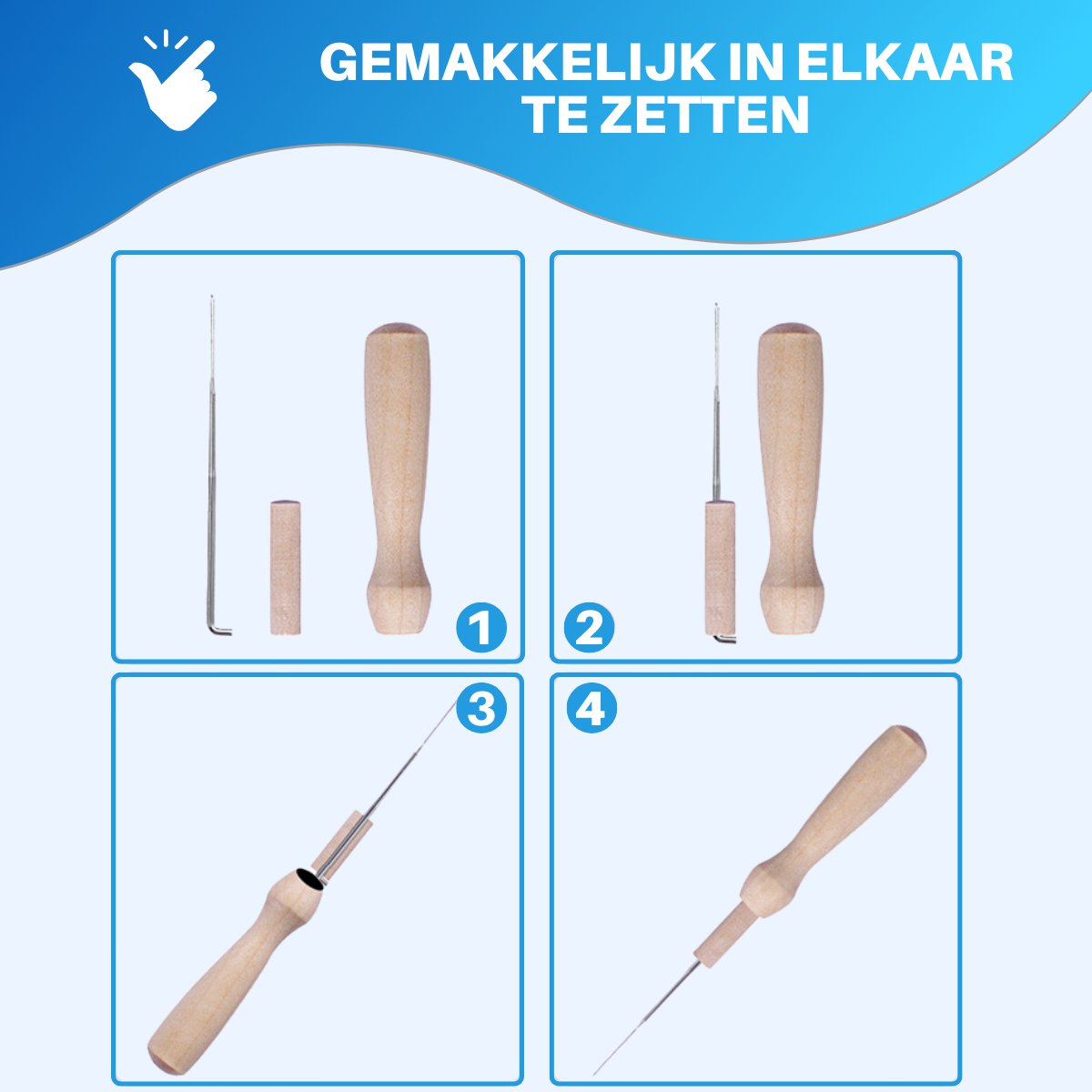 JT Products Naaldvilten Starterset Met 25 Kleuren 125 Gram Viltwol - 5 Gram Wol per Kleur + 50 Tools - 70 Stuks - Needle Felting Pakket - Knutselen Voor Beginners & Gevorderde - 7 Viltnaalden Vilten - Naald Vilt Kado - Knutsel Naaldvilt Cadeautjes — afbeelding 8