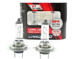 Carguard - Set (2x) H7 Autolampen Halogeen - 55W 12V - Long Lifetime Koplampen - Koplamp 50% extra lichtopbrengst