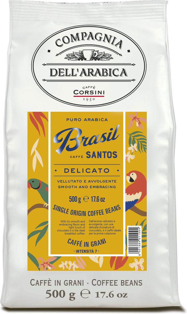 Compagnia dell'Arabica - Italiaanse koffie-Brasil Santos 500 gram 'Single Origin' koffiebonen