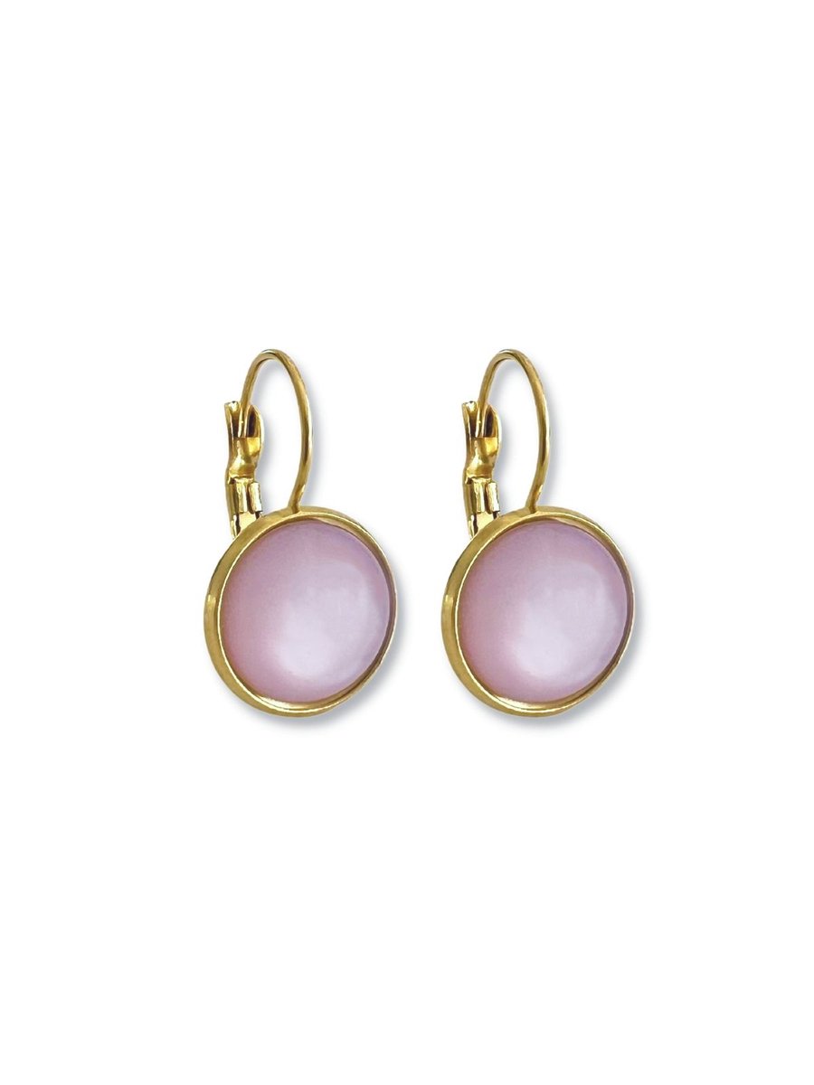 Zatthu Jewelry - N23SS619 - Lale oorbellen met steen paars