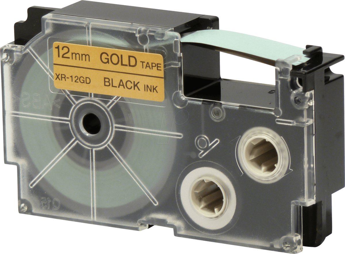 Printertape Casio XR-12GD1 12mm zwart op goud