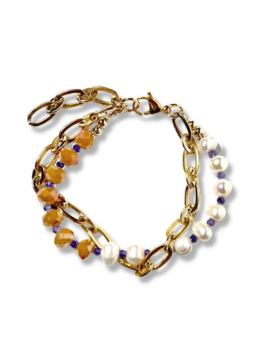 Zatthu Jewelry - N23SS609 - Bracelet double Klea avec perles