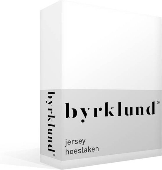 Wit verpakte Byrklund jersey hoeslaken.