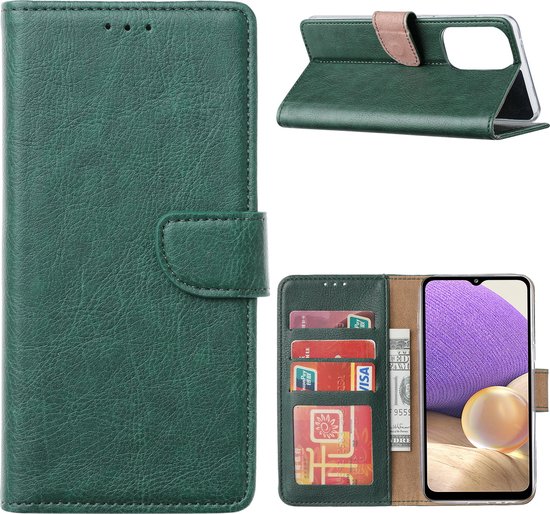 Hoesje Geschikt Voor Samsung Galaxy A73 hoesje bookcase Groen - Hoesje Geschikt Voor Samsung Galaxy A73 wallet case portemonnee hoesje - A73 5G Hoes met Pasjeshouder cover