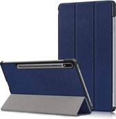 Hoes Geschikt voor Samsung Tab S8 Plus hoes Book Case Smart Cover Donker Blauw - Samsung Galaxy Tab S8 Plus hoes - Samsung Tab S7 FE hoes bookcase - Tab S7 plus hoes Trifold hoes -Tablet Hoes 12.4 Inch