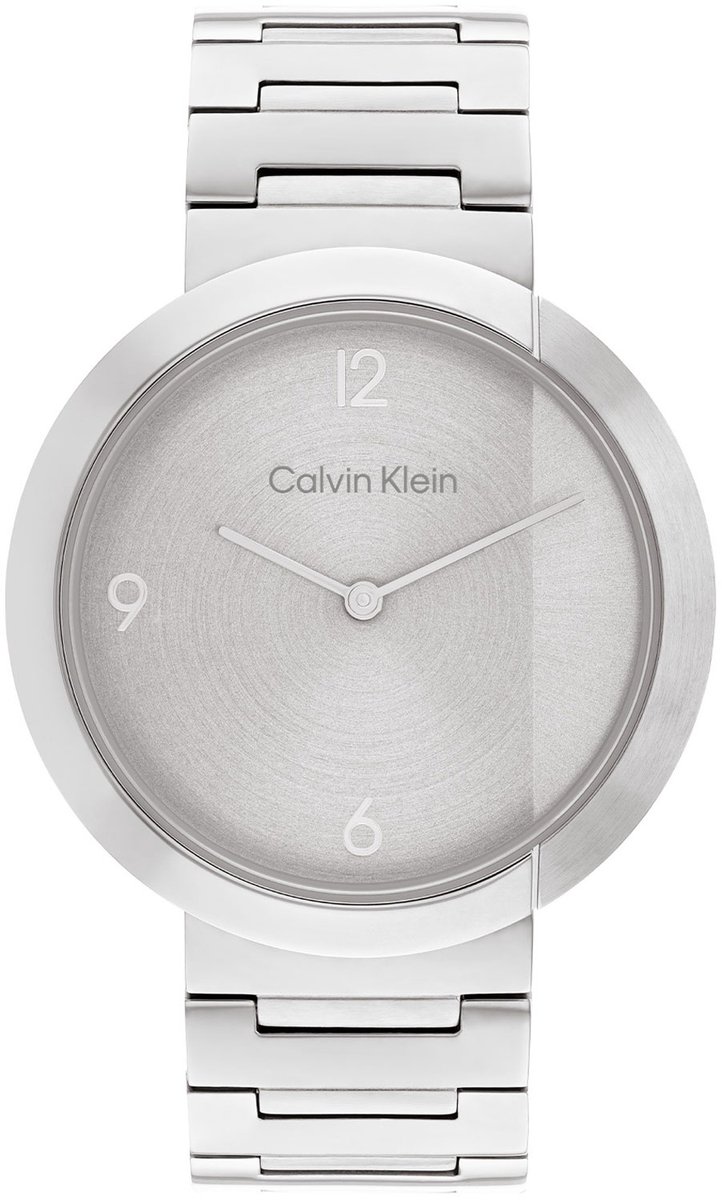 Calvin Klein CK25200289 CK ECCENTRIC Unisex Horloge - Mineraalglas - Staal - Zilver - 38 mm breed - Quartz - Vouw-Vlindersluiting - 3 ATM (spatwater)