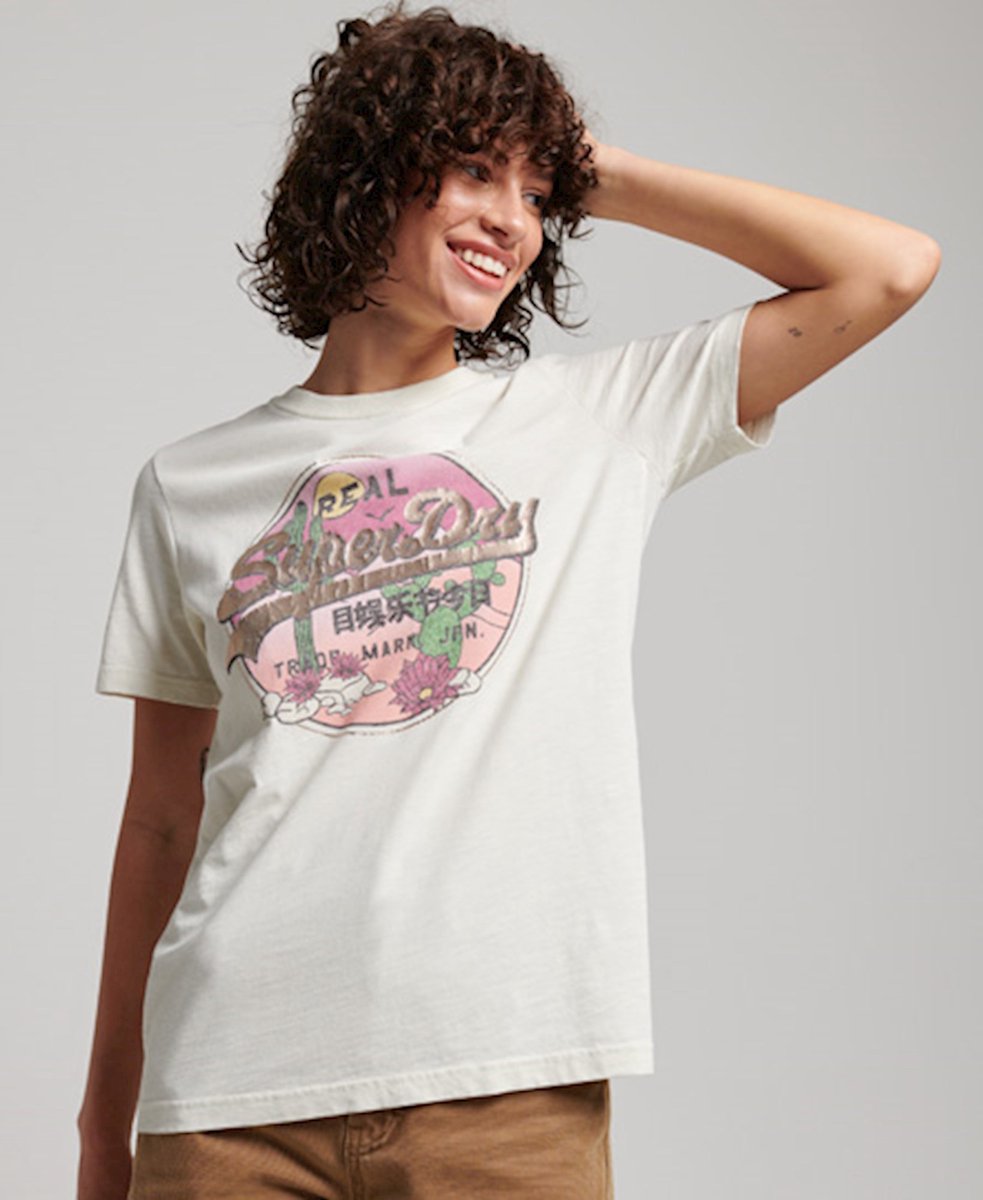 Superdry Dames tshirt Vintage Logo Narrative T-shirt Wit