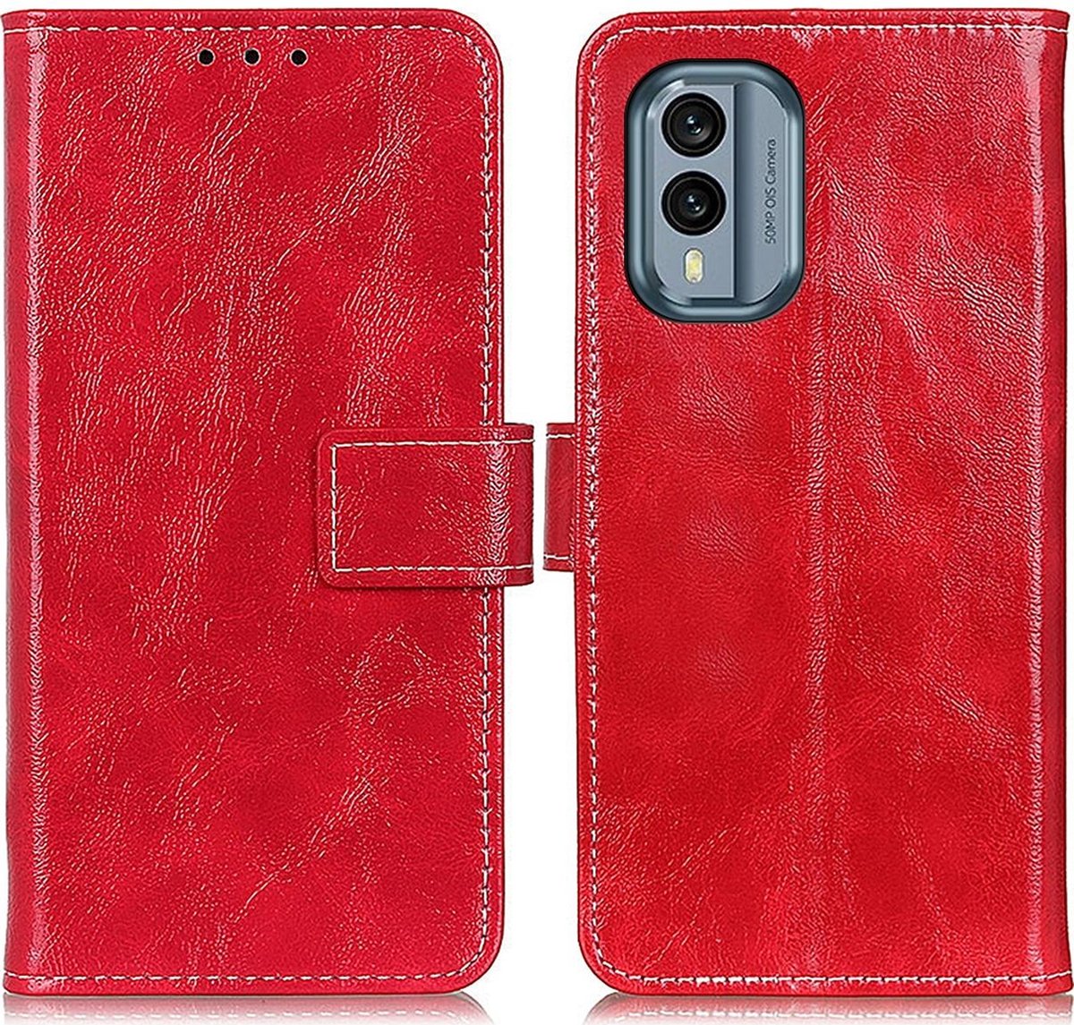 Mobigear Telefoonhoesje geschikt voor Nokia X30 Hoesje | Mobigear Basic Bookcase Portemonnee | Pasjeshouder voor 3 Pasjes | Telefoonhoesje voor Pinpas / OV Kaart / Rijbewijs - Rood