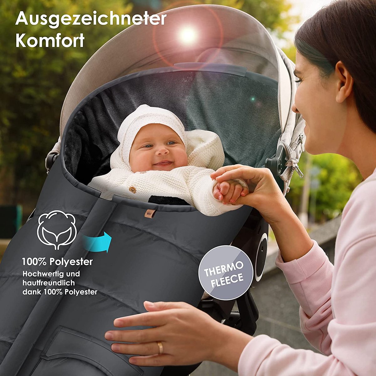 KIDIZ - Voetenzak - Beige - Voor Autostoeltje en Buggy - Met