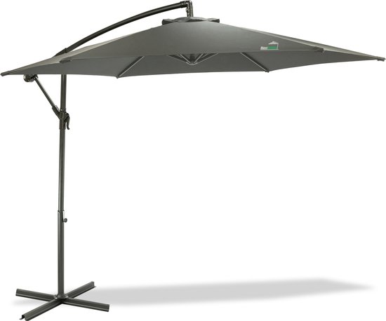 MaxxGarden Deluxe - Duurzame zweefparasol - Ø300 cm - Kantelbaar - Inclusief extra parasolhoes- 3 meter doorsnede - Antraciet